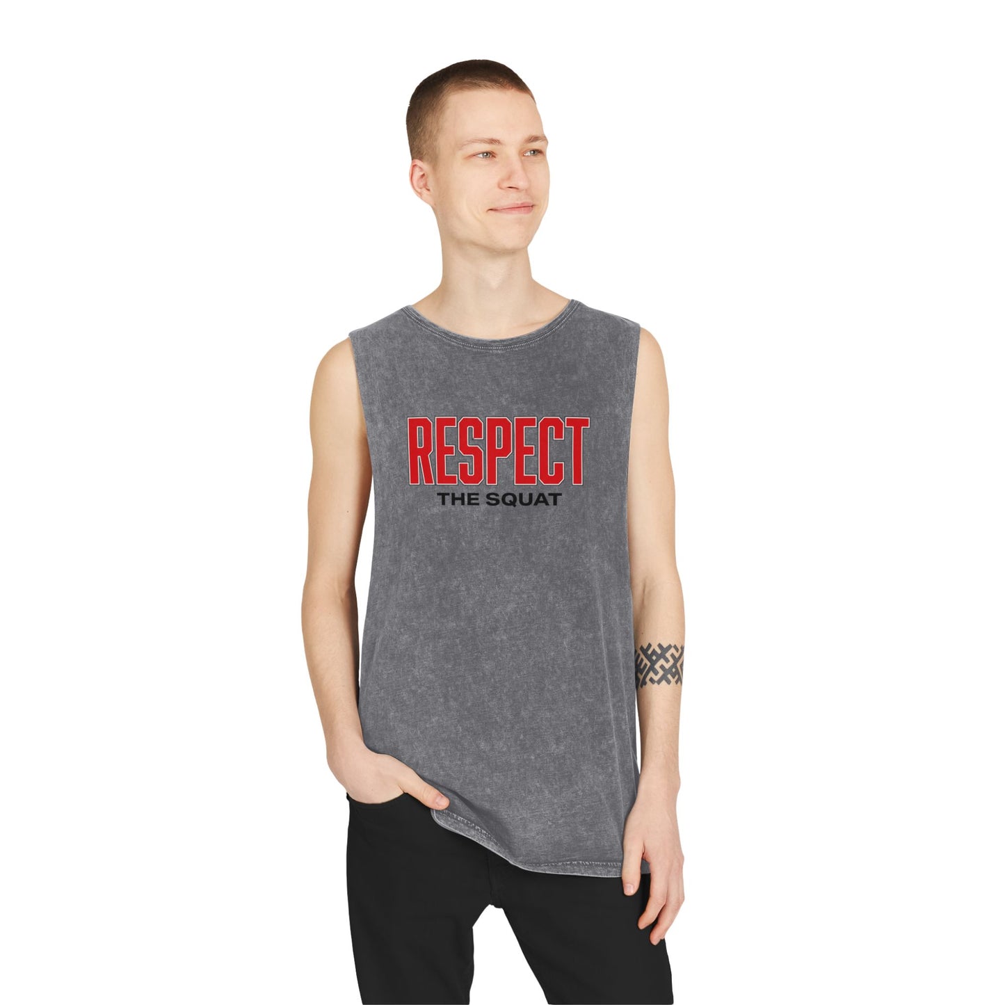 Respect the Squat Stonewash Tank — Gym Workout Muscle Tank Top