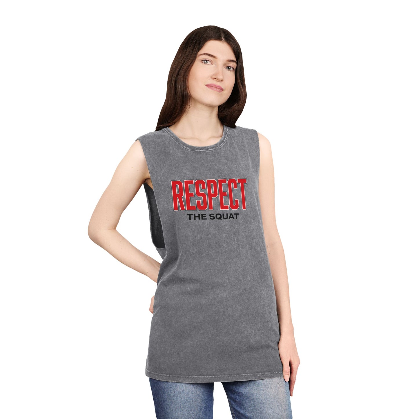 Respect the Squat Stonewash Tank — Gym Workout Muscle Tank Top